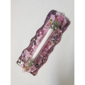 Pink with Dichroic Glass Mezuzah